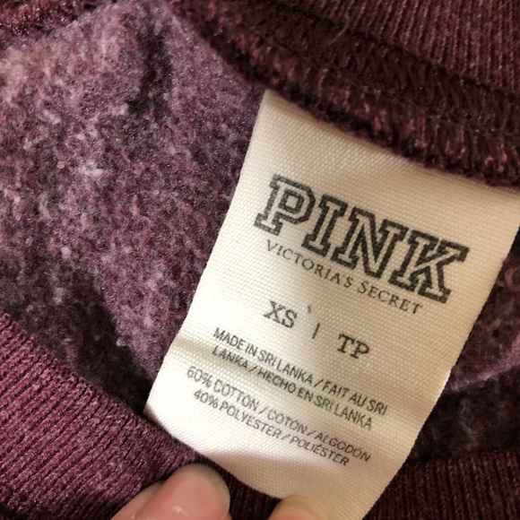 PINK Victoria's Secret Burgundy & White Sweatshirt - Picture 3 of 7